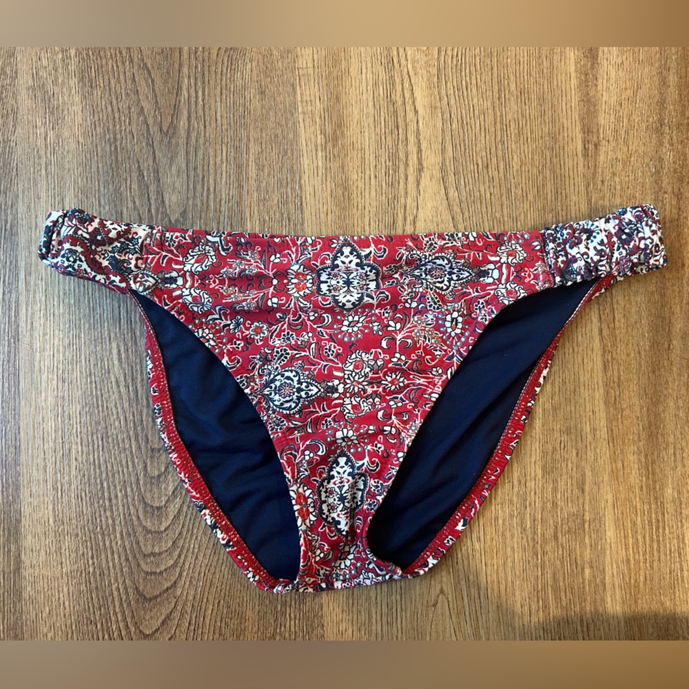 Lucky Brand Red, White, & Blue Bikini Bottom with Paisley Design